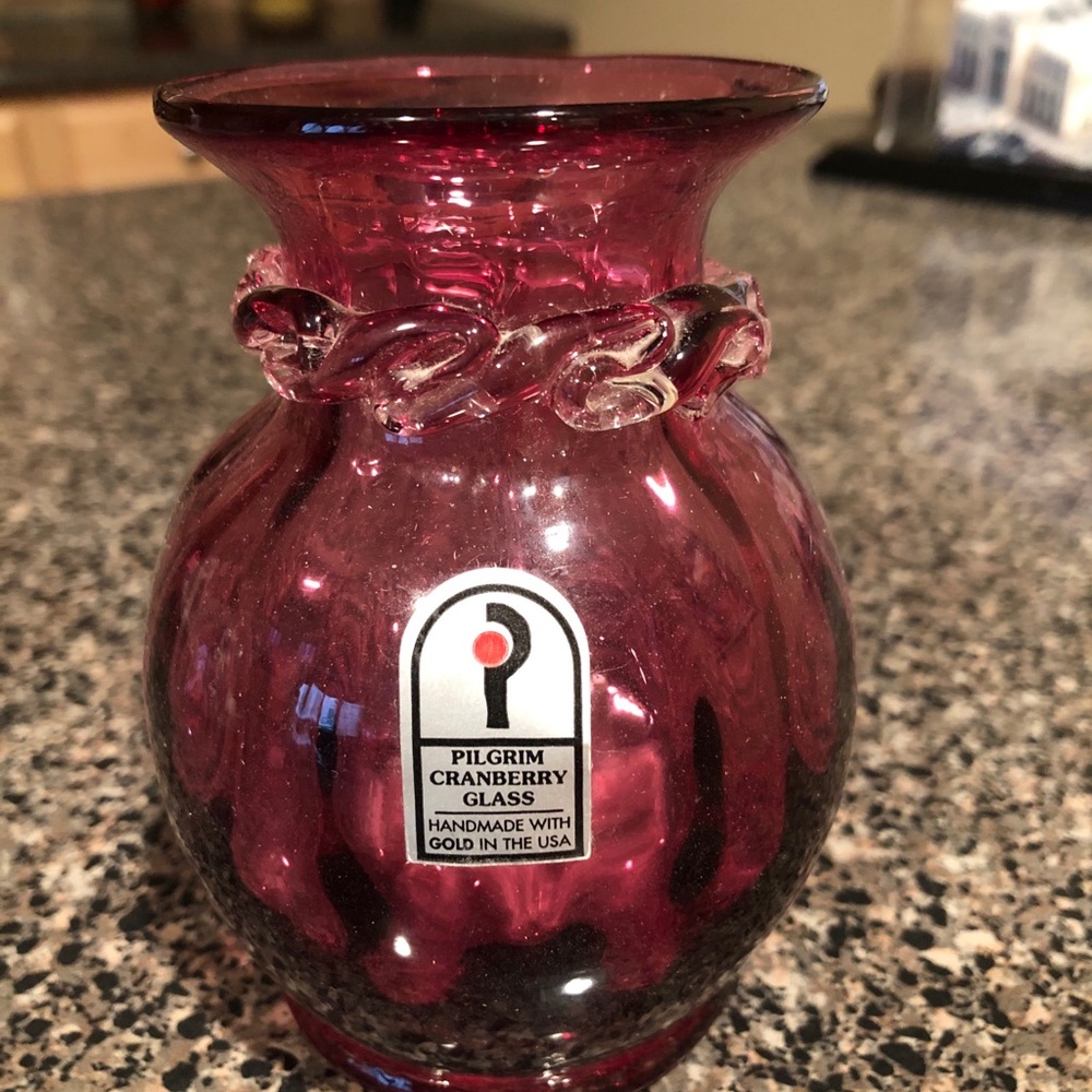 Pilgrim Cranberry Glass Vase